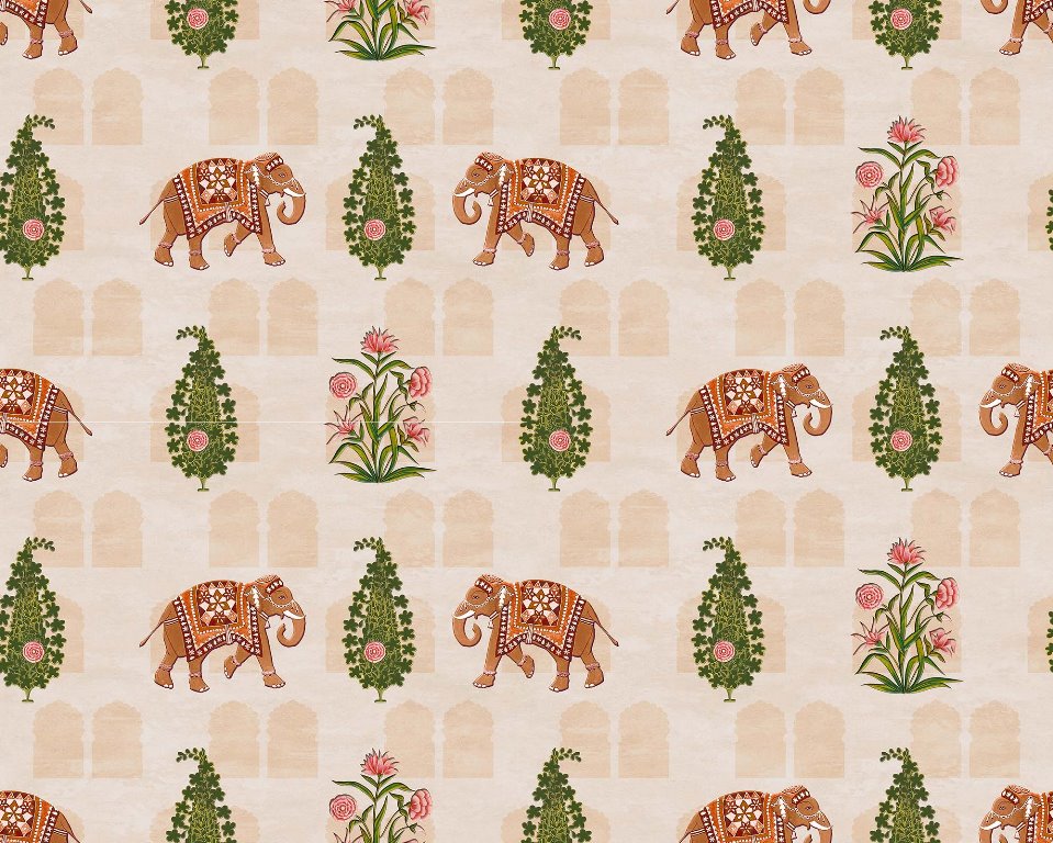 Marshallsindia Wallpapers, SAN 124, SANSKRITI, Ethnic:, Ivory, Gold